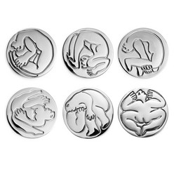 COASTER SET OF 6 - figure, Stainless Steel