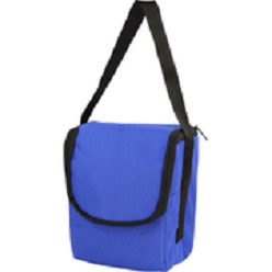 Lunch cooler with adjustable carry handle flip over front with zip closure and a,uminium foil lining