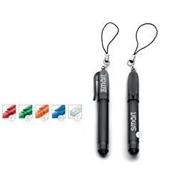 Plastic Pen with cord to attach to cell phone, with black German ink