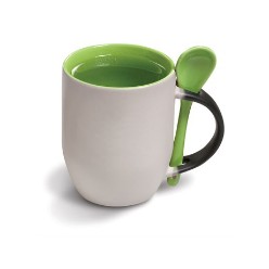 A unique, useful and fun promotional gift. Includes colour spoon. Inner mug and spoon share the same colour. Available in 6 exciting colours. Outer wall of mug appears black when cold then turns white when hot beverage is added , revealing logo. Includes matching colour gift box ? AB grade ceramic 10.3 ( h ) ? 0.32L . Please note that you can only sublimate the mug & pad print on the spoon. Please contact your account manager for sublimation prices, Ceramic care instructions Do not scratch p....