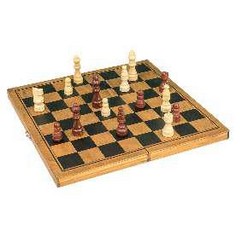 The classic game of strategy and tactics, chess is deservedly one of the world’s most popular games. The ultimate object of the game is to outmanoeuvre your opponent and capture their king. Set contains: Folding wooden chess board, thirty two chess pieces and instruction leaflet