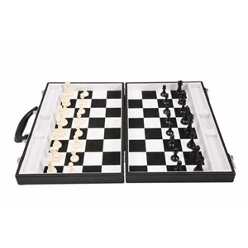 The chess game in PVC attaché case at Giftwrap is an ideal game that you can use to start playing chess right. The game is available in black/white colors and the size of the case measures 36.5 x 23.5x6.3cm. Ideal for playing a game of chess on a daily basis, the chess game in PVC attaché case is affordable and sizeable both. Make sure you don’t miss out on a day of not playing chess with this on board.