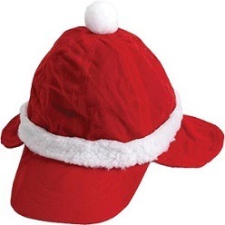 Christmas flap cap with white fur around.