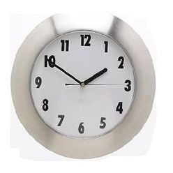 Classic Aliminium Clock with big numbers and a thick aliminium rim, it is the classic simple classic look