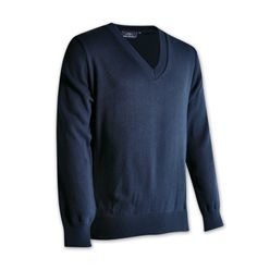 10 Gauge Knit. Features: V-neck, Ribbed neck line, Ribbed waistband and cuffs, Wash & Wear.