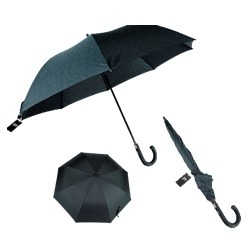 Classical Auto Stick umbrella with black coated shaft and rubberized handle