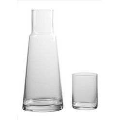 Clear glass carafe with glass tumbler carafe (1 litre) (26x10.8cm) tumbler (200ml)(8.8x6.8cm)