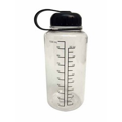 Clear plastic bottle with measurement details (1litre)