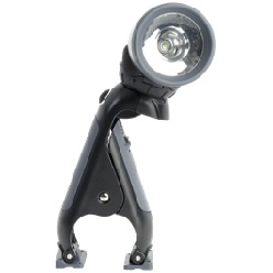 Black ABS Clip On and Standing Flashlight with 90º adjustment, 1W LED light, 3 x AAA batteries included