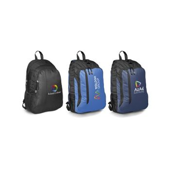 This backpack comes in 3 colours. Main zippered compartment. Front zippered compartment. Dual side mesh pockets. Earbud outlet. Top Grab handle. Padded back panel for extra comfort. Adjustable padded shoulder straps. 600D