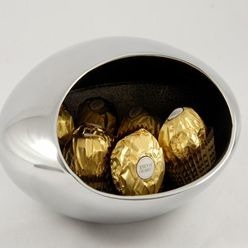 Cocoon shaped candy bowl made from aluminium