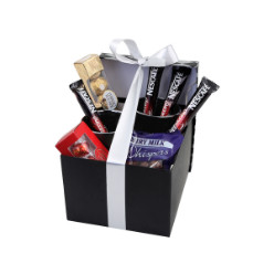 Includes: 2 x Cone Mugs, 1 x Packet of Whispers, 1 x Ferrero Rocher Box, 1 x Lindt Lindor Box and 4 x Cappuccino Sachets