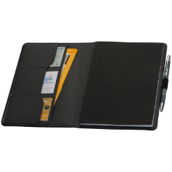 Compact A5 F/N with lined notepad insert. pen loop. various storage compartments and loop closure