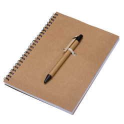 made of recycled paper with matching ball pen - fits perfectly into the writing pad with 100 lined pages.