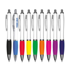 C/Ballpoint Pen with a white barrel in various bright coloured grips.