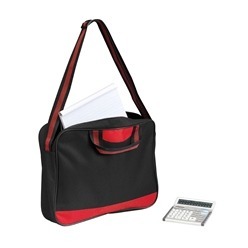 Document bag made from 600D fabric with an adjustable shoulder strap, PVC ripping and a 2-tone webbing handle.