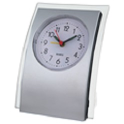 Curved alarm clock, time and alarm, includes batteries