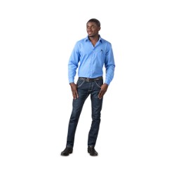 This button down shirt features a stylish contrast inner collar and cuff, back yoke with pleat detail and darts on the back, left chest, curved hem. Pair it with smart black pants or jeans to give you two different appeals. Regular fit. 110Gsm. 65/35 Polycotton.