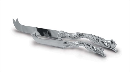 Cheetah Large Cheese Knive with pewter handle