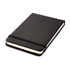 Flip cover A6 notebook with PU cover, 160 cream-coloured, dot-logic format pages, Thread-sewn binding and elastic closure, PU