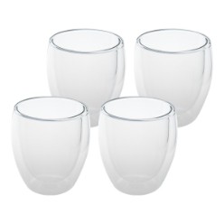 This stylish and elegant double wall glass set is the perfect gift for all those who love and enjoy the great taste of a good espresso or cup of coffee. These glasses are comfortable to hold and the double wall protects your hands from the heat. Designed to keep your hot drinks warm and ideal for serving up espresso and coffee. Set of 4 glasses packaged in 1 box