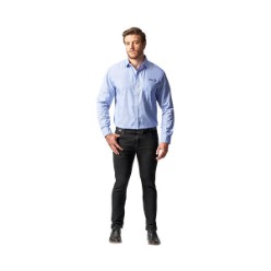 Feature's include a left chest pocket, back yoke and curved hem, Regular fit, 110gsm, 65/35 Polycotton