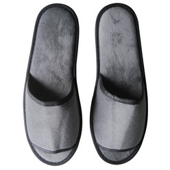 Dark grey velvet slippers open toe