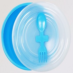 A Delux bowl with slip lid & fork spoon that is available in various colours that can be customised with Pad printing with your logo and other methods.