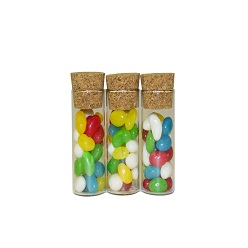 Desk drop 3 bottle with cork includes 3 x bottles filled with jelly beans with cork tops