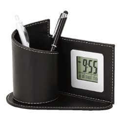 Pen holder, digital clock