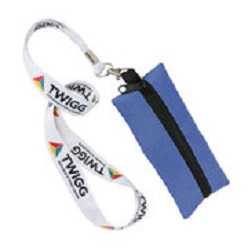 20mm Sublimation lanyard with accessory pouch made sfrom polyester & 600D with snap hook