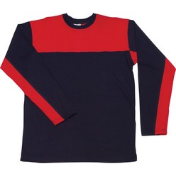 Two Tone longs sleeve, matching neck ribbing, locally manufactured, weight 180gsm, 100% combed cotton, single jersey knit