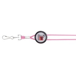 Cord lanyard with sliding disk designed for a dome sticker (included)