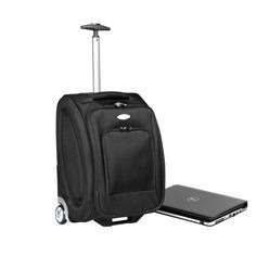 1680D telescopic handle, padded carry handle, heavy duty wheels and frame, padded laptop pocket, stationery compartment.