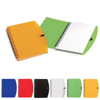 Spiral notebook with pen holder