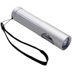 Crisma double beam metal LED torch. shines in front of you and on the ground with carry strap