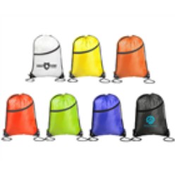 210D drawstring bag with extra zippered front pocket, Polyester