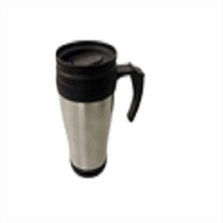 Matt stainless steel double wall thermal mug with handle, 400 ml
