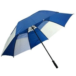 Double layer cover golf umbrella with a black coated metal shaft and black grip handle