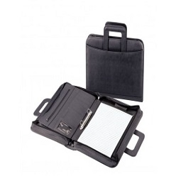 Drop handle zip-around folder koskin material with inner pockets business card holder & ring binder