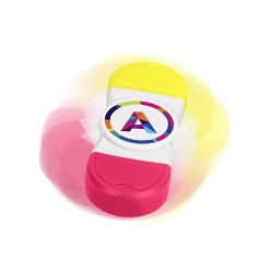 8.6 ( l ) x 3.4 ( w ) x 1.6 ( h ), ABS, Put a fresh spin on your next marketing campaign with our Duo Spinner Highlighter, A playful, practical stationery item for all tastes, this item is destined to become a promotional favourite!