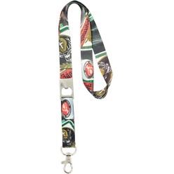 Dye sublimation lanyard with a metal bottle opener and snap hook, material: polyester