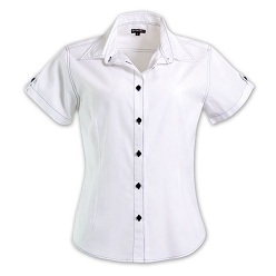 Woven Shirt, polycotton, double pockets, stylish contrast stitching and engraved buttons
