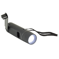 Dynamo LED Flashlight, Dynamo Crank, Charging Port, LED Flashlight, Wrist Strap