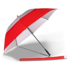 8 panel, 210T pongee material golf umbrella, Windproof UV coated, Manual opening fibreglass frame with black rubberised handle