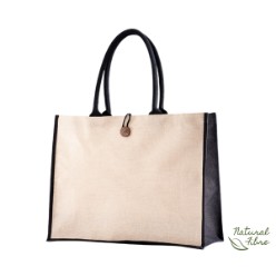 Get summer ready and hit the beach with this stylish and spacious tote bag perfect for carrying around your essentials. It features include contrast cotton webbing rope handles, button rope closure, contrast bottom and side panels. Natural fibre bag.