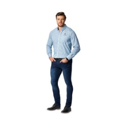 Mens long sleeve shirt. Feature include, button down collar, back yoke, left chest pocket, curved hemline, Regular fit 110gsm, 60/40 cotton rich