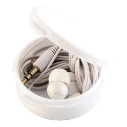 Pair of earphones, pp/Pvc material material, in transparent case