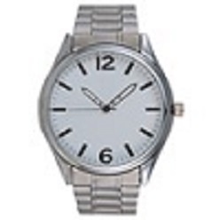 Silver gents watch with 2 year guarantee and stainless steel strap