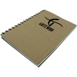 Eco A5 notebook with lasercut logo, material: inner 70gsm, 70 pages